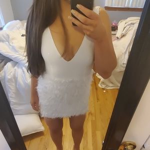 NWOT white feather dress